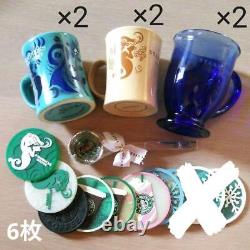 Starbucks Coffee Mug Glass Cup Coaster Bean Spoon