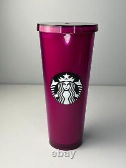 Starbucks Jelly Bean Magenta Pink Venti 24oz Cold Cup Tumbler RETIRED RARE
