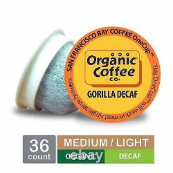 The Organic Coffee Co OneCup Gorilla DECAF Coffee 36 to 180 K cups Pick Size