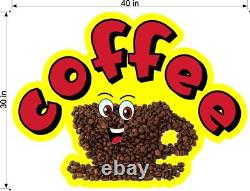 Two Same Size Coffee Cup Cartoon Beans Assorted Corrugated Plastic Signs