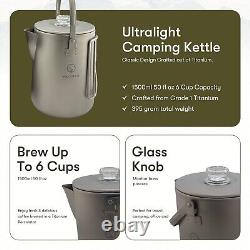 Valtcan Titanium Percolator Coffee Maker Pot 1.5L Filter Brew Ultralight Weight