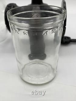 Vintage Antique ARCADE Crystal Cast Iron Coffee Grinder No 4 w Glass Catch Cup