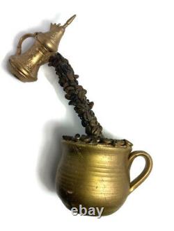 Vintage Plastic Coffee Beans Pitcher Statue Pottery Cup Figurine Handmade Decor