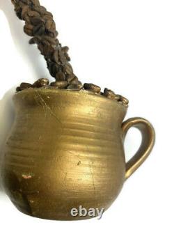 Vintage Plastic Coffee Beans Pitcher Statue Pottery Cup Figurine Handmade Decor