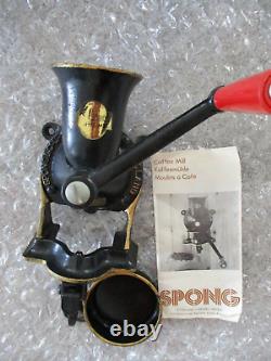 Vintage SPONG & Co No 2 COFFEE MILL GRINDER Wall Mount or Counter Top CUP MANUAL