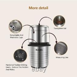 Wet & Dry Double Cups 2-in-1 Electric Spices & Coffee Bean Grinder Miller Blades
