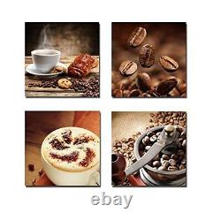 Wieco Art Warm Coffee Giclee Canvas Prints Wall Art Brown Bean Cup Pictures for