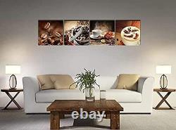 Wieco Art Warm Coffee Giclee Canvas Prints Wall Art Brown Bean Cup Pictures for