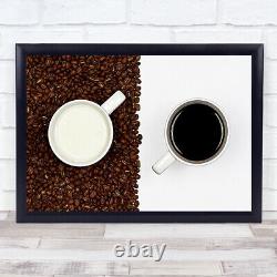 Yin Yang Coffee Cup Mug Cafe Kitchen Bean Beans Wall Art Print